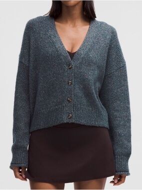 Lululemon Wool Blend Button Up Cardigan Oversized Fit Women's Size S Green NWT